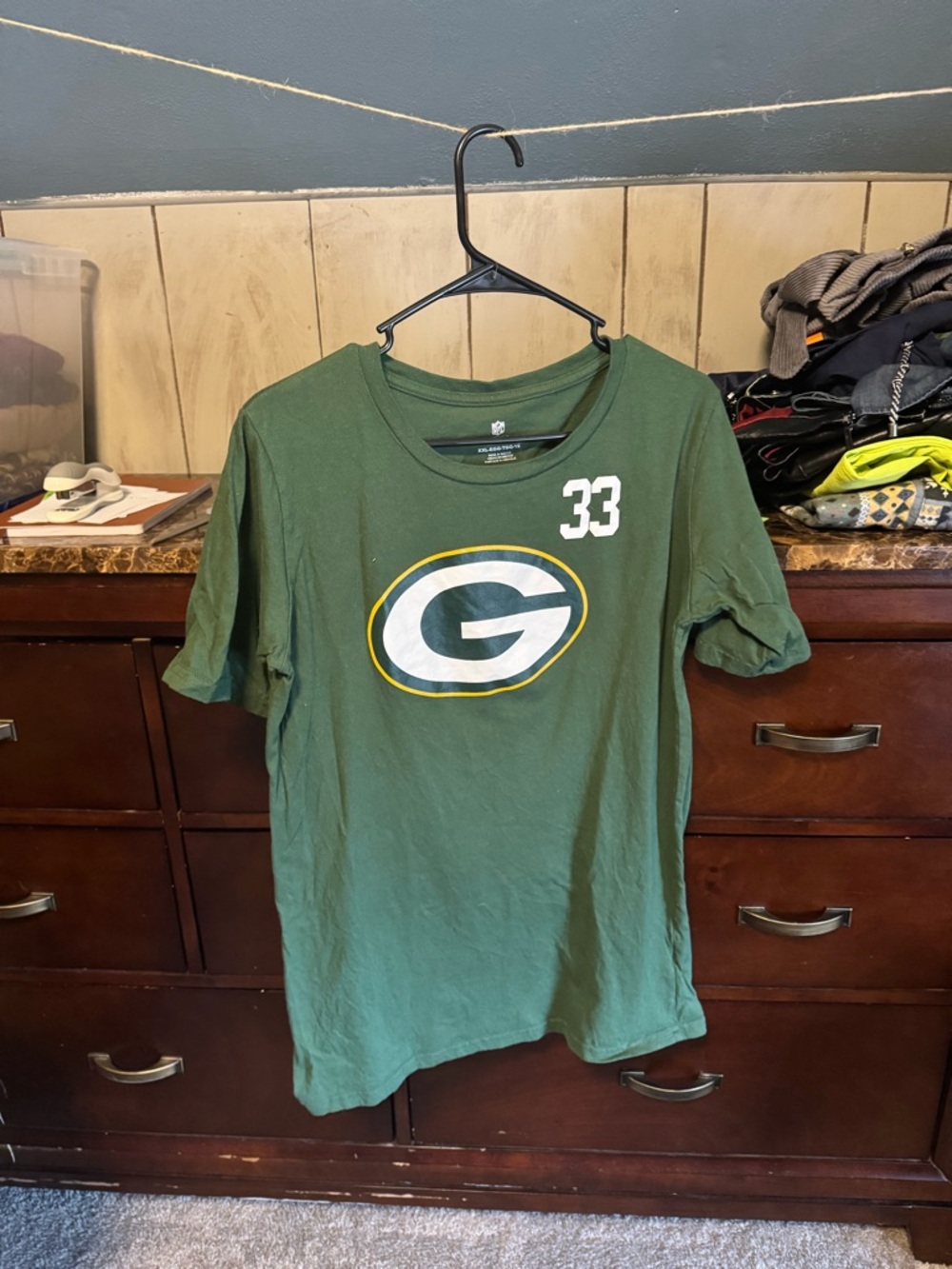 NFL Green Packers Logo Short Sleeve Tee with 33